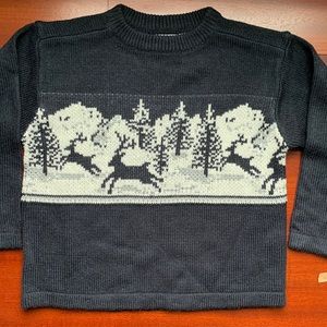 NWT Nordstrom Navy Classic Sweater with Deer, Sz 3